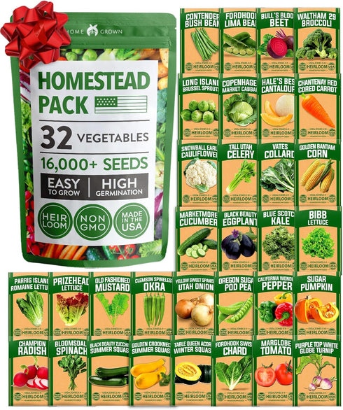 32 Heirloom Vegetable and Fruit Seeds for Planting - 16,000+ Seeds |
