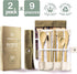 Greenzla 2-Pack Bamboo Utensils Set, Natural Bamboo Cutlery with Bonus 2 Bamboo Toothbrushes and Storage Bags