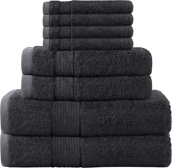 Raymond Clarke 8-Piece Cotton 600 GSM Luxury Bath Towel Set for Bathroom, Two Bath