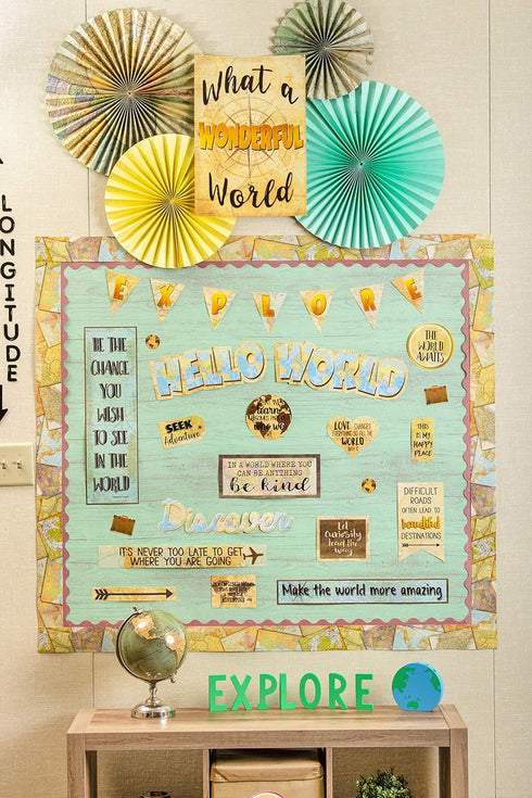 Teacher Travel The Map Hanging Paper Fans, TCR77034