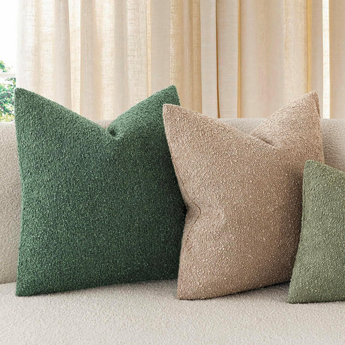 Set 2, Cozy 24x24 Inch Foindtower of Decorative Textured Boucle Throw Pillow Covers Accent Solid Pillow Cases Neutral