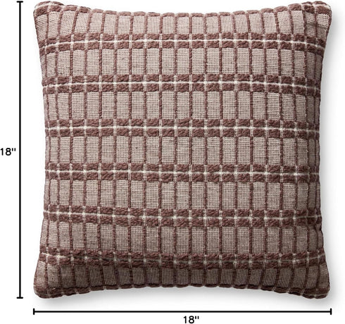 Loloi Poe Pillow Cover w/Poly, 18'' x 18'', Burgundy