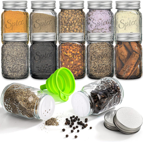 30 Pack 4 Oz Coloch Glass Mason Spice Jar with Shaker Lids& Labels, Empty Spice Bottle Mini Mason Jars with Airtight