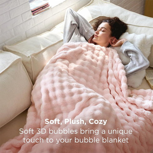 3D Cozy 50"60" Bedsure Fleece Bubble Blanket for Couch - GentleSoft Pink Throw Mothers Gifts Day Blanket for Sofa Bed