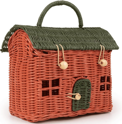 KOLWOVEN Rattan Storage Basket with Lid - Mouse in a Box -