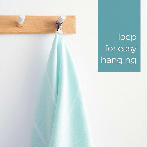 Cacala 100% Turkish Cotton Kitchen Tea Towels, Aquamarine, Highly Absorbent, Quick Drying, 23 x 36