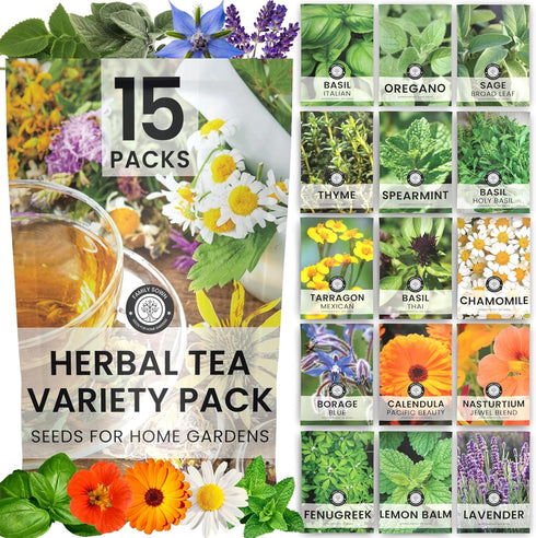 Herbal Tea Garden Seeds | 15 Individual Packs | 2026 Season |