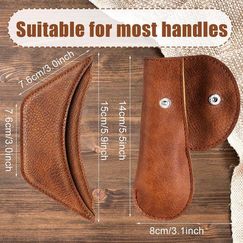 6 Pieces Cast Iron Handle Cover, Handmade Thick Skillet Handle Cover for Kitchen, Rustic PU Leather