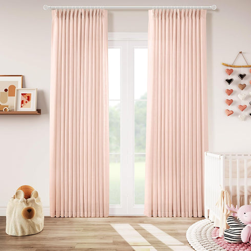 Light Pink Linen Curtains Pinch Pleated 84 Inch Length 2 Panels for