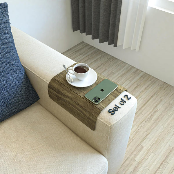Ultimate Premium Products Set of 2 Wooden Sofa Tray, Armrest Tray Table