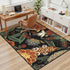 3x5 Tyrot Vintage Black Boho Floral Washable Area Rug Linen-Look Ultra-Thin Low Pile Botanical Rugs Non-Slip Indoor Rug