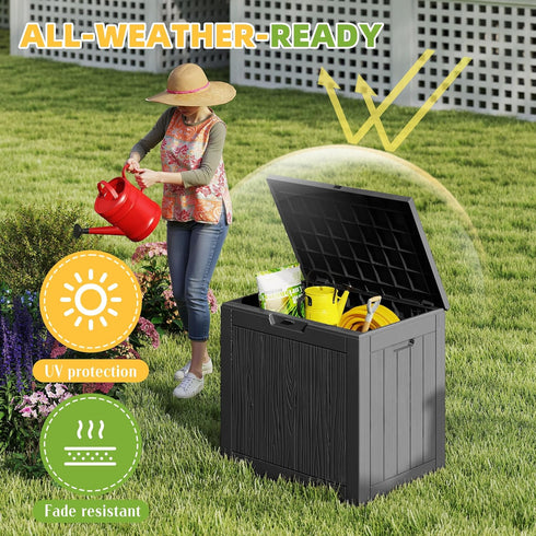 35 Package Gallon Resin Deck Box with Lockable Latch, Waterproof UV-Resistant Multi-Purpose Outdoor Storage for Patio