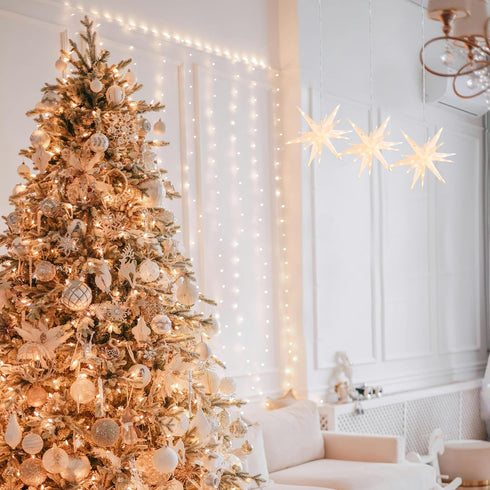 9.85'' 3D Smart Christmas Star Tree Topper Lighted Plug in, Outdoor Foldable Lightweight Moravian Star Tree Topper