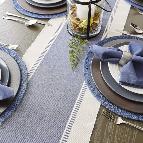 13x72-inch, DII Dobby Stripe Woven Table Runner, French Blue