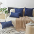 Home Brilliant 24x24 Euro Sham Pillow Cover, Striped Decorative Corduroy Velvet Couch Throw Pillow, Navy Blue