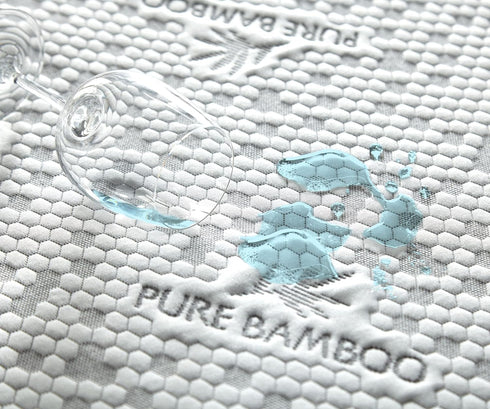 Queen Mattress Protector by PURE BAMBOO, Waterproof Charcoal Fiber, Mattress Cover Protects Against Moisture, Spills,