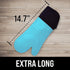 Extra Long Professional Silicone Oven Mitt, Heat Resistant Pot Holders, Flexible Gloves, Aqua, 1 Pair