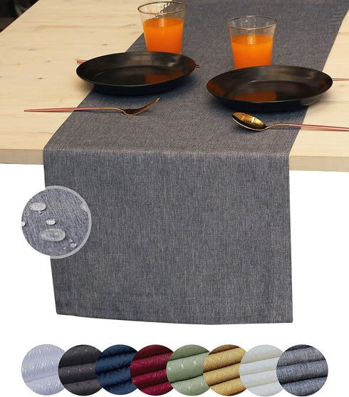 Akutana Grey Table Runner 48 inch, Gray Dresser Scarf, Waterproof Coffee Table Runner,