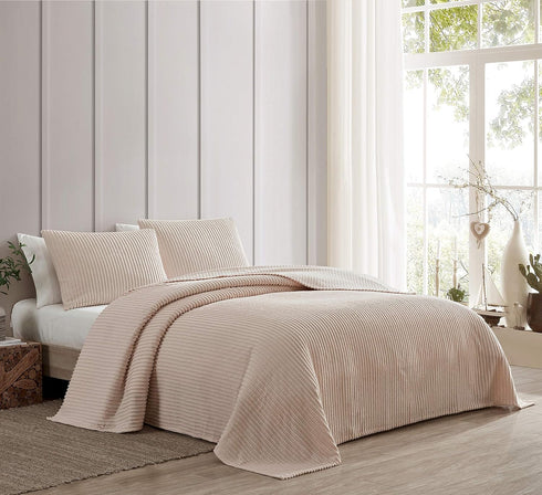 Beatrice Home Fashions Standard Sham - Channel Chenille in Blush