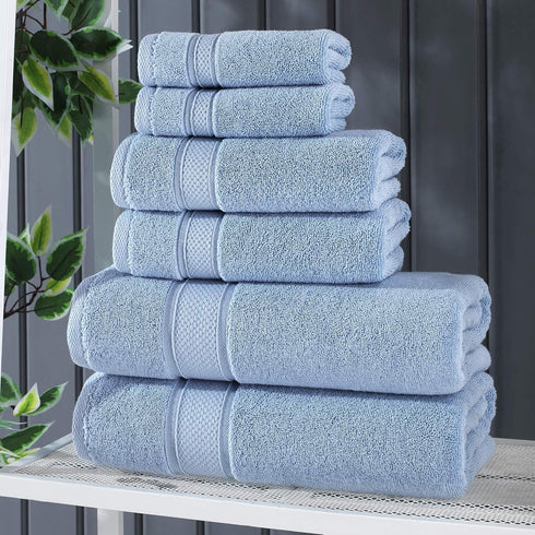 Set (6 Set, NOVA Luxury Linen - Hotel Quality Turkish Towel for Bathroom Pcs Towel Sky Blue)
