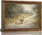xikafou 3D Textured Canvas Wall Art Vintage Carved Gold Frame Duck With Ducklings