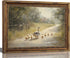 xikafou 3D Textured Canvas Wall Art Vintage Carved Gold Frame Duck With Ducklings