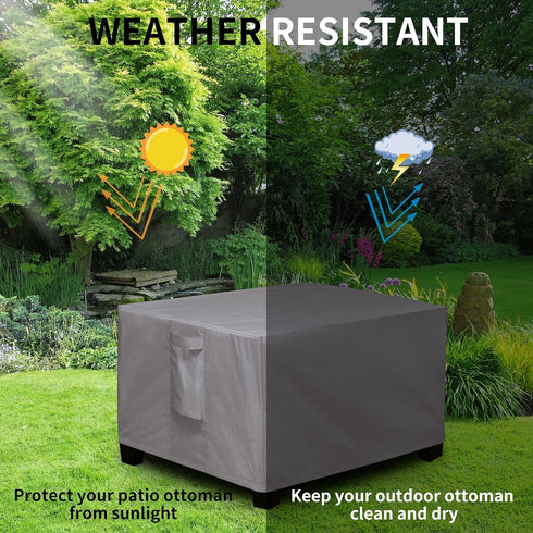 (34"x24"x17", Easy-Going Rectangle Patio Ottoman Cover, Waterproof Outdoor Ottoman Cover, Fade Resistant Patio Side
