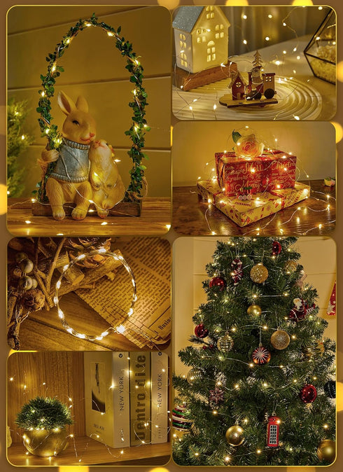 33Ft 100 Minetom Fairy Lights Battery Operated with Remote, LED Waterproof String Lights Indoor Outdoor, Starry Twinkle