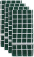 DII Basic Terry Collection Windowpane Dishtowel Set, 4 Piece, 16x26, Dark Green Check
