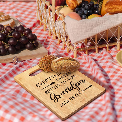 Grandpa Gifts Bamboo Cutting Board Kitchen Decor, Everything Tastes Better When Grandpa Makes It, Gifts For Grandpa