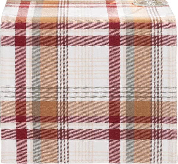 Elrene Home Fashions Seneca Plaid Harvest Fall/Thanksgiving Cotton Console Centerpiece/Table Runner, 13"x70"
