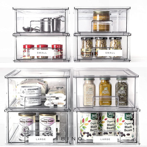 BINO Stackable Storage Drawers, Large Clear, Storage Bins with Drawers for Bathroom Organizers and Under Sink Storage