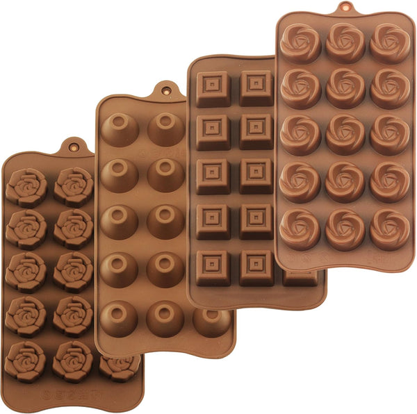 homEdge Truffle Mold Set of 4 Packs - Food Grade Non-Stick Silicone Jelly Chocolate Candy Ice Molds