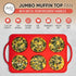Silicone Muffin Top Pans for Baking - 4 Inch Jumbo Size Egg Baking Pan - Silicone Whoopie Pie Baking Pans - RED by BAKE BOSS