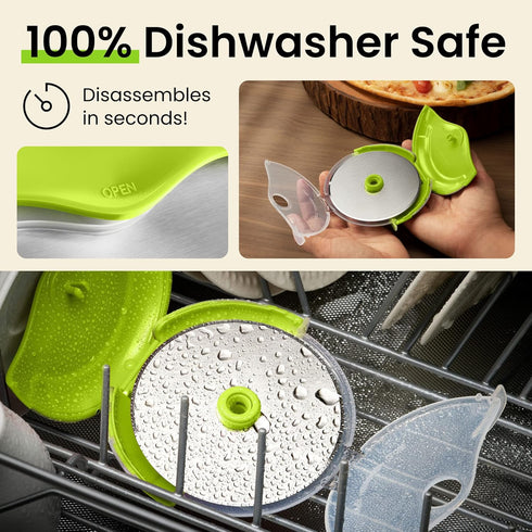 Kitchy Pizza Cutter Wheel with Protective Blade Cover, Ergonomic Slicer, Green
