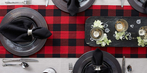 DII Buffalo Check Collection, Classic Farmhouse Table Runner, 14x108, Red & Black
