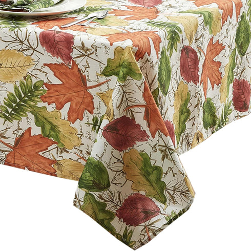 Newbridge Autumn Falling Leaves Tablecloth, 60 Inch x 120 Inch Oblong/Rectangle, Soil Repellant, No Iron Easy Care