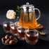 Mixpresso 5 Piece Glass Tea Pot Set - Kettle with Removable Infuser, Clear Teapot 33oz with 4 Double Wall Cups