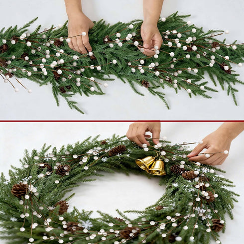 24 17inch Winter Decorations Pcs Artificial Berry Stems White Berry Picks for Christmas Holiday Flower Arrangements