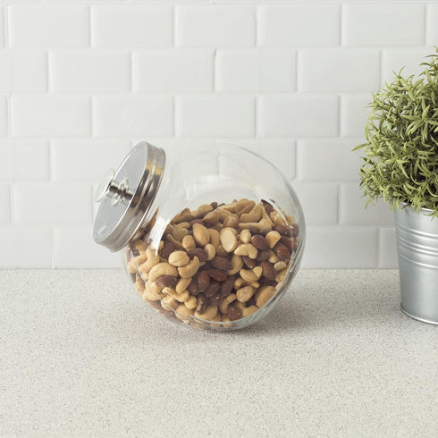 Home Basics Glass Cookie Candy Jar Container, Medium, Fresh Sealed Lid, Kitchen Home Décor Storage