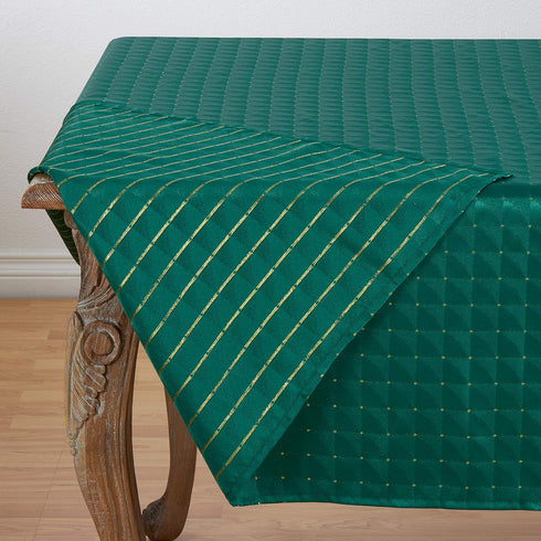 SARO LIFESTYLE 6081.G70S Scintillio Collection Checkered Polyester Holiday Tablecloth, 70", Green