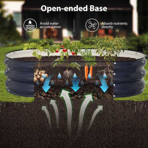 4x2x1 Winpull Raised Garden Bed Kit, ft Galvanized Planter Box Outdoor with Safety Edging, Large Metal Raised Beds