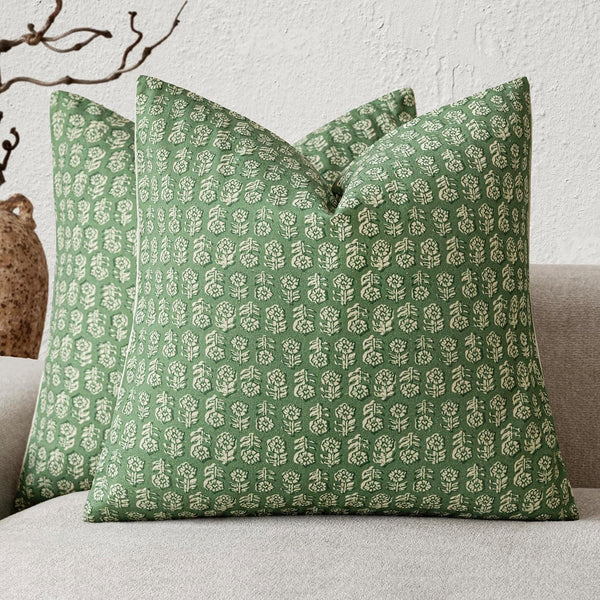 Foindtower Set of 2 Decorative Neutral Floral Print Throw Pillow Covers Vintage