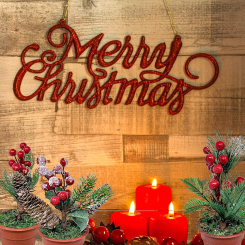 Christmas Tabletop Decorative Pots Set of 3 with Pine Red Berries, Pine Cones Greenery - Snow Flocked Xmas Holiday Decor
