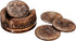 Handmade Wooden Coaster Set of 6 with Lotus Shaped Holder Rustic Drink