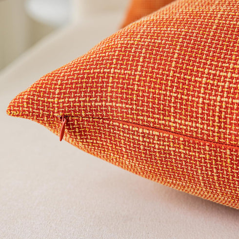 Kevin Textile Fall Pillow Cover Decor, 18"x18" Lined Linen Throw Pillow Cases, Set of 2, Orange
