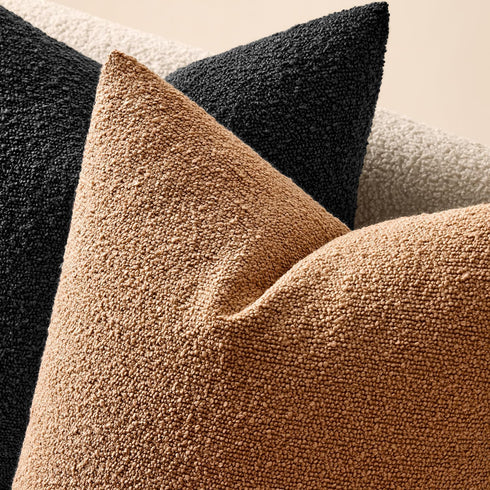 Pack 2, 12 20 Inch, Cozy EMEMA of x Textured Boucle Throw Pillow Covers Soft Accent Solid Cushion Cases Decorative