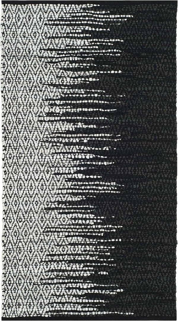 SAFAVIEH Vintage Leather Collection Accent Rug - 2' x 3', Light Grey & Black, Handmade Modern Leather