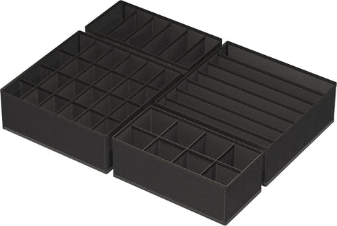 Simple Houseware 4-Pack Drawer Organizer Set, Foldable Non-Woven Storage Boxes for Underwear, Socks, Black