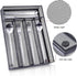 WuGeShop Black Silverware Drawer Organizer, Metal Mesh Utensil Tray, Non-Slip Cutlery Tray with 5 Compartments